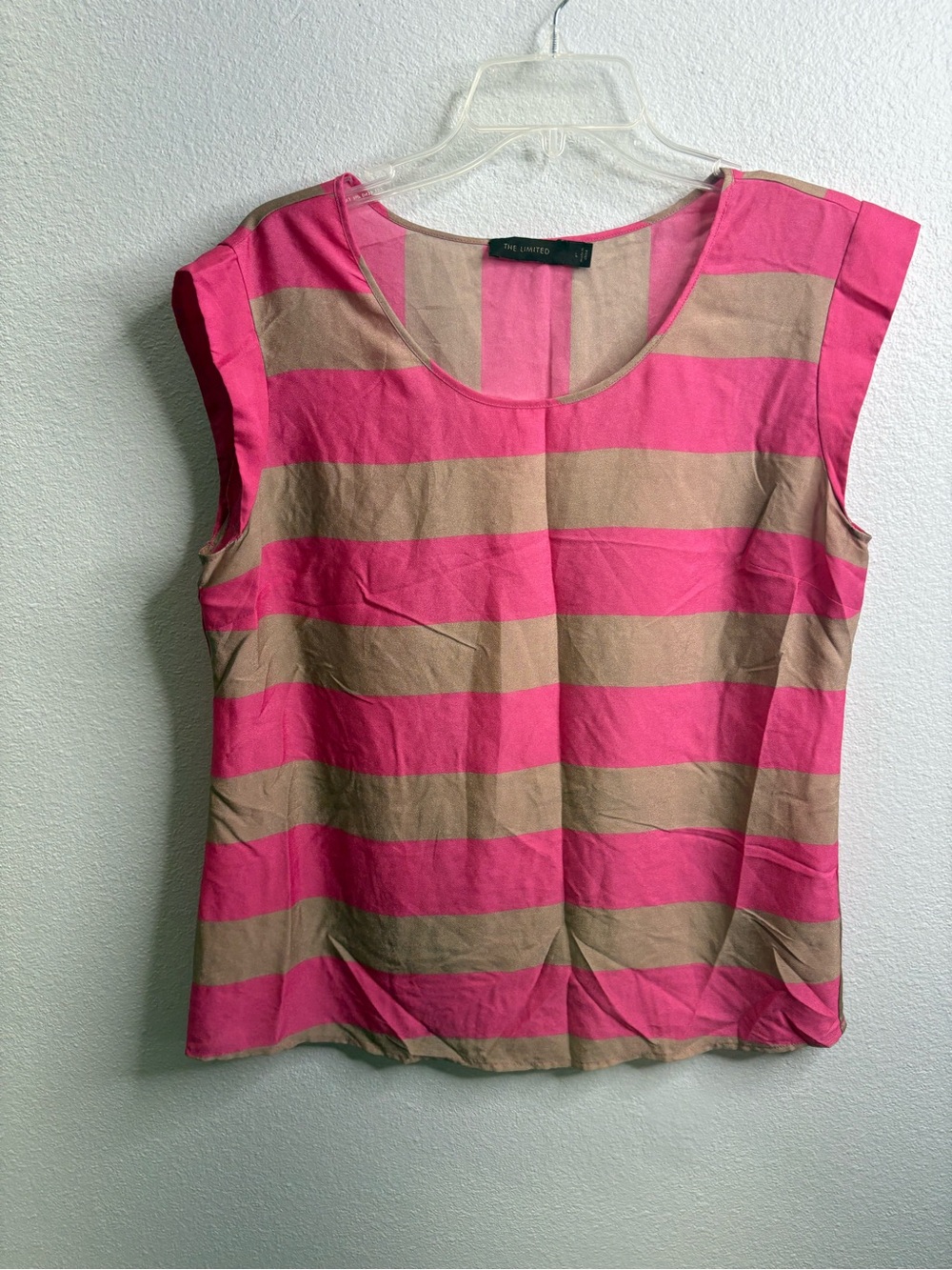 The Limited Size Large Pink/Tan Striped Blouse